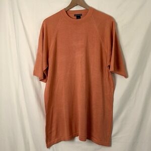 Kevoman Womens 100% Silk Knit Tunic Sweater Size XL Coral Orange Luxury Vacation